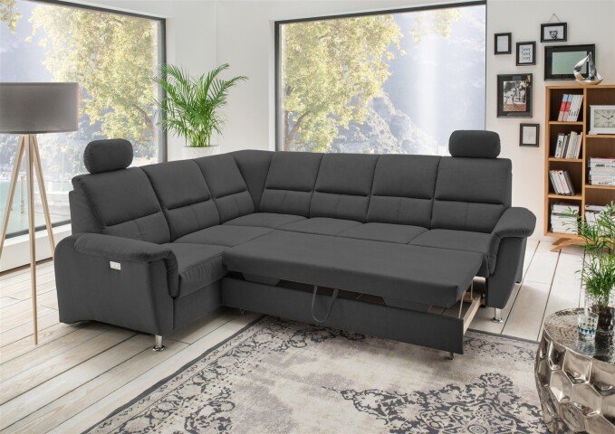Polstergarnitur >Ludwigshafen<  Motor-Relaxfunktion, Schlaffunktion, schwarz - 268x113x222cm (BxHxT)