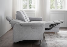 Ecksofa >Ludwigshafen< Motor-funktion, Kopfstütze, Stauraum, silber - 231x113x165 (BxHxT)