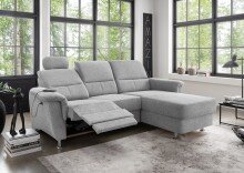 Ecksofa >Ludwigshafen< Motor-funktion, Kopfstütze, Stauraum, silber - 231x113x165 (BxHxT)