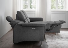 Ecksofa >Ludwigshafen< Motor-funktion, Kopfstütze, Stauraum, anthrazit - 231x113x165 (BxHxT)