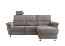 Ecksofa >Ludwigshafen< Motor-funktion, Kopfstütze, Stauraum, grau-braun - 231x113x165 (BxHxT)