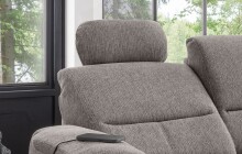 Ecksofa >Ludwigshafen< Motor-funktion, Kopfstütze, Stauraum, grau-braun - 231x113x165 (BxHxT)