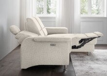 Ecksofa >Ludwigshafen< Motor-funktion, Kopfstütze, Stauraum, beige - 231x113x165 (BxHxT)