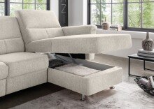 Ecksofa >Ludwigshafen< Motor-funktion, Kopfstütze, Stauraum, beige - 231x113x165 (BxHxT)