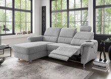 Ecksofa >Ludwigshafen< Motor-funktion, Kopfstütze, Stauraum, silber - 231x113x165 (BxHxT)