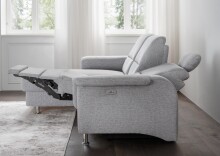 Ecksofa >Ludwigshafen< Motor-funktion, Kopfstütze, Stauraum, silber - 231x113x165 (BxHxT)