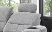Ecksofa >Ludwigshafen< Motor-funktion, Kopfstütze, Stauraum, silber - 231x113x165 (BxHxT)