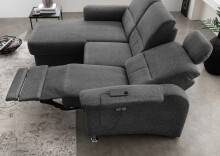 Ecksofa >Ludwigshafen< Motor-funktion, Kopfstütze, Stauraum, anthrazit - 231x113x165 (BxHxT)