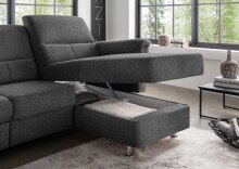 Ecksofa >Ludwigshafen< Motor-funktion, Kopfstütze, Stauraum, anthrazit - 231x113x165 (BxHxT)