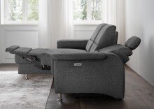 Ecksofa >Ludwigshafen< Motor-funktion, Kopfstütze, Stauraum, anthrazit - 231x113x165 (BxHxT)