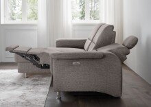 Ecksofa >Ludwigshafen< Motor-funktion, Kopfstütze, Stauraum, grau-braun - 231x113x165 (BxHxT)