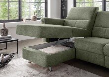 Ecksofa >Ludwigshafen< Motor-funktion, Kopfstütze, Stauraum, moosgrün - 231x113x165 (BxHxT)