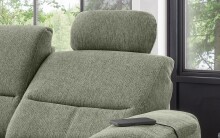 Ecksofa >Ludwigshafen< Motor-funktion, Kopfstütze, Stauraum, moosgrün - 231x113x165 (BxHxT)