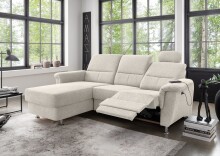 Ecksofa >Ludwigshafen< Motor-funktion, Kopfstütze, Stauraum, beige - 231x113x165 (BxHxT)