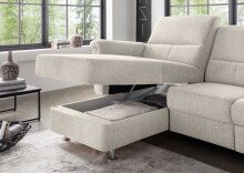 Ecksofa >Ludwigshafen< Motor-funktion, Kopfstütze, Stauraum, beige - 231x113x165 (BxHxT)