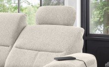 Ecksofa >Ludwigshafen< Motor-funktion, Kopfstütze, Stauraum, beige - 231x113x165 (BxHxT)