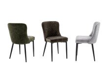 4-Fußstuhl >Aboshi< (2er Set) mit Federkern, Rautensteppung, grau - 46x85x58 (BxHxT)