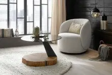 Couchtisch >BILOXI< in Eiche / schwarz, Glas /...