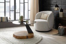 Couchtisch >BILOXI< in Eiche / schwarz, Glas /...