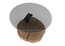 Couchtisch >BILOXI< in Eiche / schwarz, Glas / Massivholz / Metall - 45x75 (HxD)
