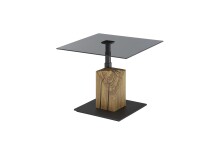 Couchtisch >BALSTA< höhenverstellbar, Rollen, Eiche / schwarz / Glas - 70x45/63x70 (BxHxT)