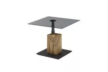 Couchtisch >BALSTA< höhenverstellbar, Rollen, Eiche / schwarz / Glas - 70x45/63x70 (BxHxT)