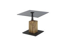 Couchtisch >BALSTA< höhenverstellbar, Rollen, Eiche / schwarz / Glas - 70x45/63x70 (BxHxT)