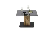 Couchtisch >BALSTA< höhenverstellbar, Rollen, Eiche / schwarz / Glas - 70x45/63x70 (BxHxT)
