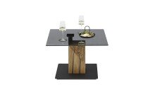 Couchtisch >BALSTA< höhenverstellbar, Rollen, Eiche / schwarz / Glas - 70x45/63x70 (BxHxT)