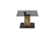 Couchtisch >BALSTA< höhenverstellbar, Rollen, Eiche / schwarz / Glas - 70x45/63x70 (BxHxT)