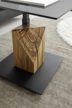Couchtisch >BALSTA< höhenverstellbar, Rollen, Eiche / schwarz / Glas - 70x45/63x70 (BxHxT)