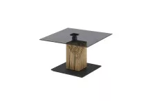 Couchtisch >BALSTA< höhenverstellbar, Rollen, Eiche / schwarz / Glas - 70x45/63x70 (BxHxT)