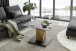 Couchtisch >BALSTA< höhenverstellbar, Rollen, Eiche / schwarz / Glas - 70x45/63x70 (BxHxT)