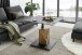 Couchtisch >BALSTA< höhenverstellbar, Rollen, Eiche / schwarz / Glas - 70x45/63x70 (BxHxT)