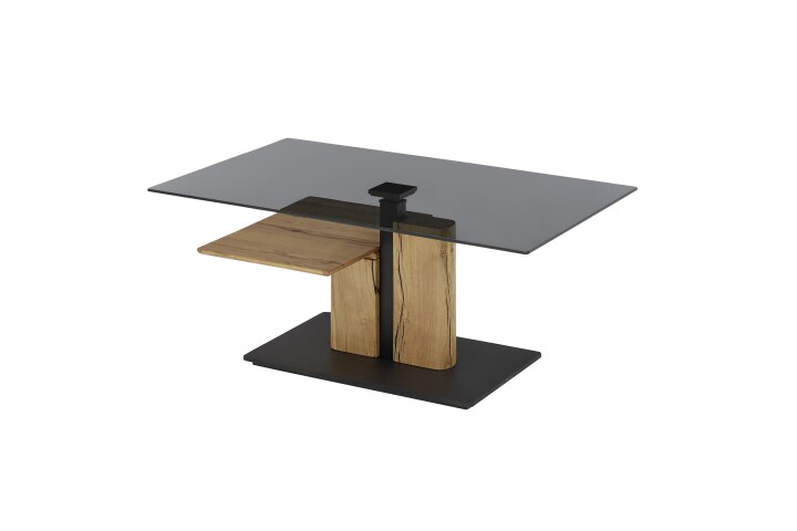 Couchtisch >DELMAS< Höhenverstellbar, Rollen, Eiche / schwarz - 105x45/63x65 (BxHxT)