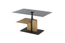 Couchtisch >DELMAS< Höhenverstellbar, Rollen, Eiche / schwarz - 105x45/63x65 (BxHxT)