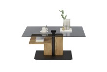 Couchtisch >DELMAS< Höhenverstellbar, Rollen, Eiche / schwarz - 105x45/63x65 (BxHxT)