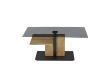 Couchtisch >DELMAS< Höhenverstellbar, Rollen, Eiche / schwarz - 105x45/63x65 (BxHxT)