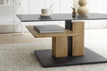 Couchtisch >DELMAS< Höhenverstellbar, Rollen, Eiche / schwarz - 105x45/63x65 (BxHxT)