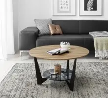 Couchtisch >CADIZ< in Eiche, Massivholz / Metall /...