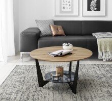 Couchtisch >CADIZ< in Eiche, Massivholz / Metall /...