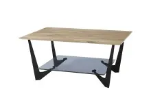 Couchtisch >LEON< in Eiche, Massivholz / Glas /...