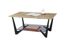 Couchtisch >LEON< in Eiche, Massivholz / Glas /...