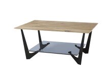 Couchtisch >LEON< in Eiche, Massivholz / Glas /...
