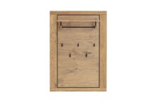 Garderobenpaneel >GRENO< 5 Haken, Ablage, Eiche teilmassiv - 80x114x27 (BxHxT)