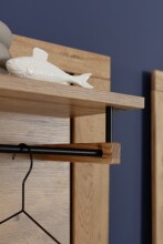 Garderobenpaneel >GRENO< 5 Haken, Ablage, Eiche teilmassiv - 80x114x27 (BxHxT)