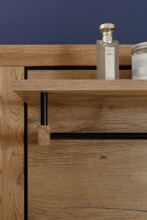 Garderobenpaneel >GRENO< 5 Haken, Ablage, Eiche teilmassiv - 80x114x27 (BxHxT)