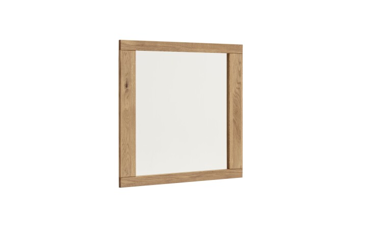 Garderobenspiegel >GRENO< in Eiche, Massivholz / Spiegel - 80x74x2cm (BxHxT)