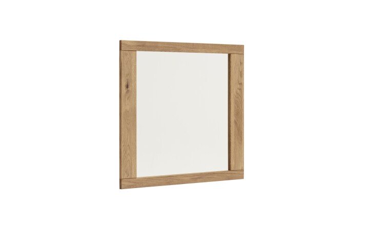 Garderobenspiegel >GRENO< in Eiche, Massivholz / Spiegel - 80x74x2cm (BxHxT)