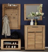 Garderoben-Set >Greno< (4-teilig) Massivholzfront -...